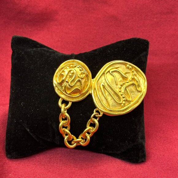 VTG Norma Jean Abstract Modernist Matte Gold-Tone Brooch - Picture 7 of 9